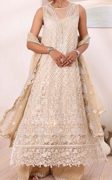 Saadia Asad Ivory Chiffon Suit | Pakistani Embroidered Chiffon Dresses USA- Image 1