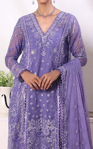 Saadia Asad Lavender Chiffon Suit | Pakistani Embroidered Chiffon Dresses USA- Image 2
