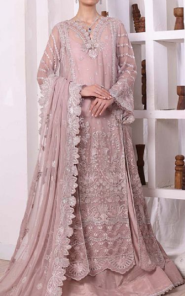 Saadia Asad Cavern Pink Chiffon Suit | Pakistani Embroidered Chiffon Dresses USA- Image 1