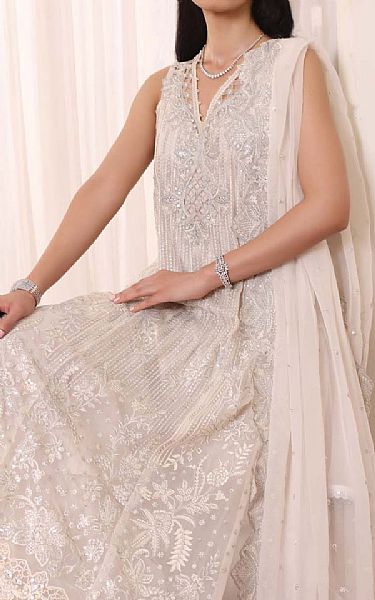 Saadia Asad Off White Chiffon Suit | Pakistani Embroidered Chiffon Dresses USA- Image 3