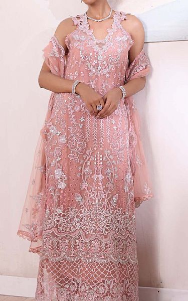 Saadia Asad Pink Organza Suit | Pakistani Embroidered Chiffon Dresses USA- Image 2