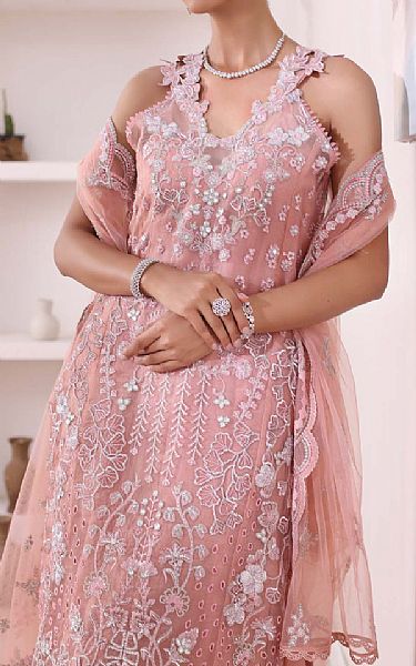 Saadia Asad Pink Organza Suit | Pakistani Embroidered Chiffon Dresses USA- Image 3