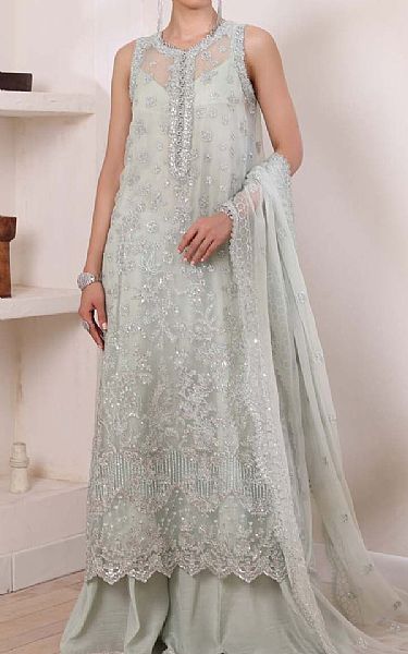 Saadia Asad Summer Green Chiffon Suit | Pakistani Embroidered Chiffon Dresses USA- Image 1