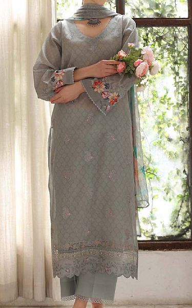 Saadia Asad Grey Lawn Suit | Pakistani Lawn Dress in USA- Image 1