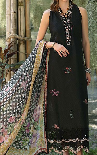 Saadia Asad Black Lawn Suit | Pakistani Lawn Dress in USA- Image 1