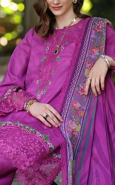 Saadia Asad Violet Lawn Suit | Pakistani Lawn Dress in USA- Image 2