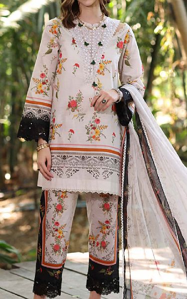 Saadia Asad Off-white Lawn Suit | Pakistani Lawn Dress in USA- Image 1