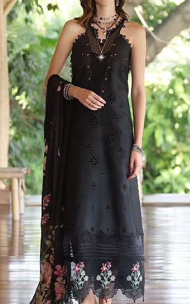 Saadia Asad Black Lawn Suit | Pakistani Lawn Dress in USA- Image 1