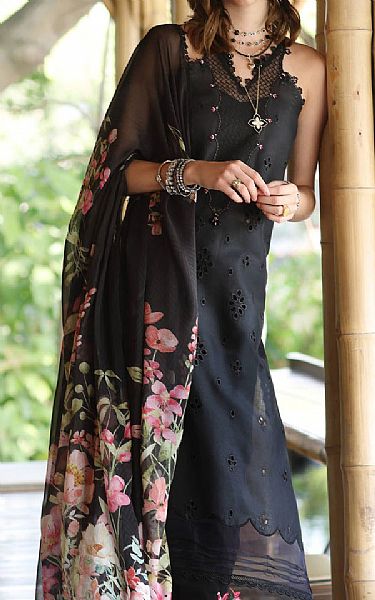 Saadia Asad Black Lawn Suit | Pakistani Lawn Dress in USA- Image 2