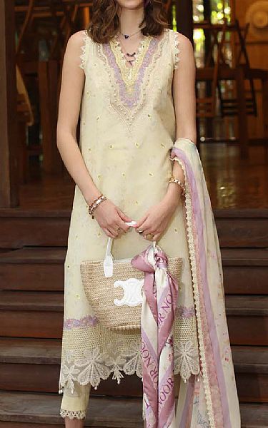 Saadia Asad Cream Lawn Suit | Pakistani Lawn Dress in USA- Image 1