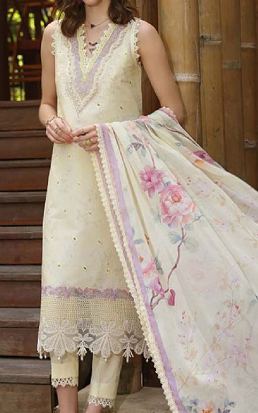 Saadia Asad Cream Lawn Suit | Pakistani Lawn Dress in USA- Image 2
