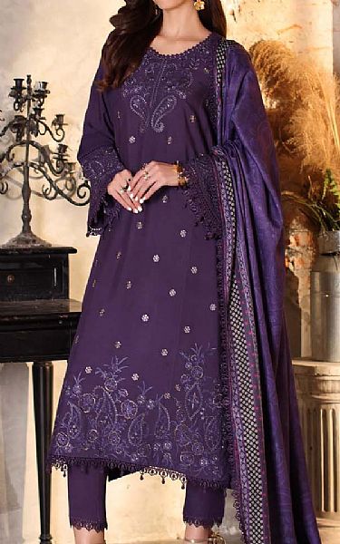 Saadia Asad Plum Purple Linen Suit | Pakistani Winter Dresses in USA- Image 2