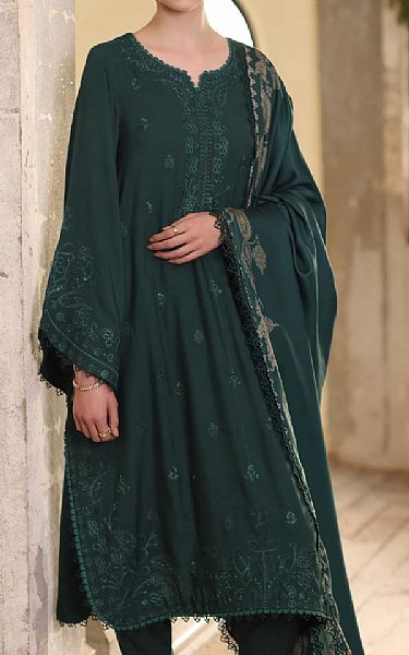 Saadia Asad Green Linen Suit | Pakistani Winter Dresses in USA- Image 2
