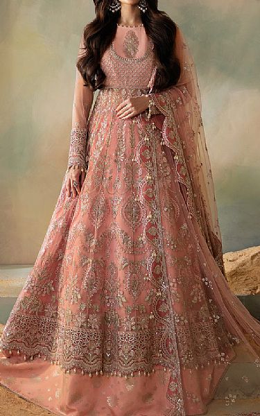 Saad Shaikh Sea Pink Net Suit | Pakistani Embroidered Chiffon Dresses USA- Image 1