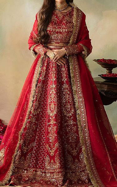 Saad Shaikh Red Organza Suit | Pakistani Embroidered Chiffon Dresses USA- Image 1