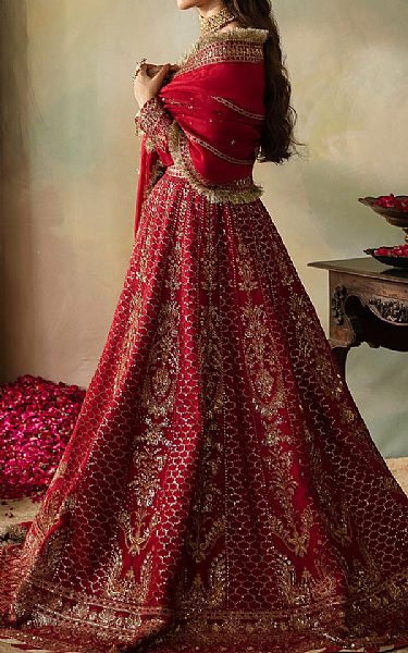 Saad Shaikh Red Organza Suit | Pakistani Embroidered Chiffon Dresses USA- Image 2