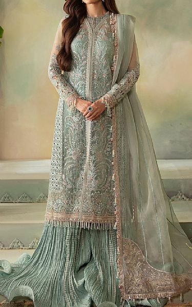 Saad Shaikh Summer Green Organza Suit | Pakistani Embroidered Chiffon Dresses USA- Image 1