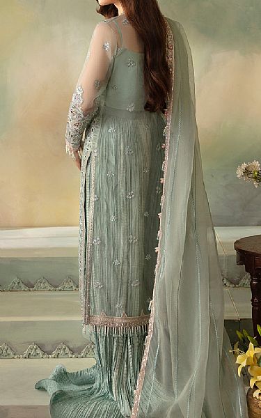 Saad Shaikh Summer Green Organza Suit | Pakistani Embroidered Chiffon Dresses USA- Image 2