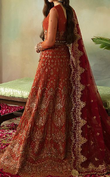 Saad Shaikh Rust Net Suit | Pakistani Embroidered Chiffon Dresses USA- Image 2