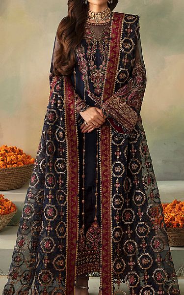 Saad Shaikh Ebony Clay Organza Suit | Pakistani Embroidered Chiffon Dresses USA- Image 1