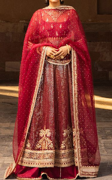 Saad Shaikh Cardinal Organza Suit | Pakistani Embroidered Chiffon Dresses USA- Image 1