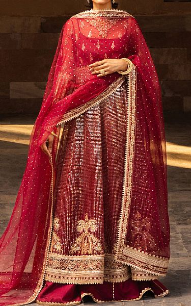 Saad Shaikh Cardinal Organza Suit | Pakistani Embroidered Chiffon Dresses USA- Image 3