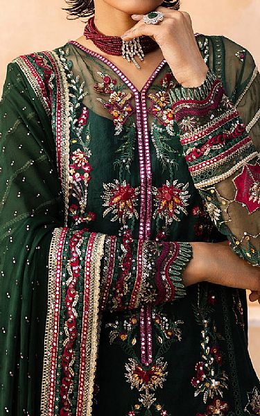 Saad Shaikh Green Organza Suit | Pakistani Embroidered Chiffon Dresses USA- Image 3