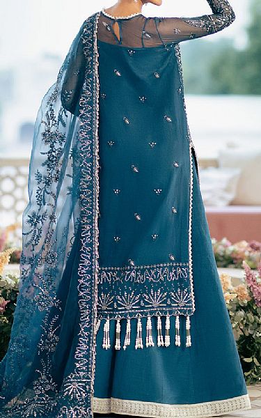 Saad Shaikh Denim Blue Organza Suit | Pakistani Embroidered Chiffon Dresses USA- Image 2