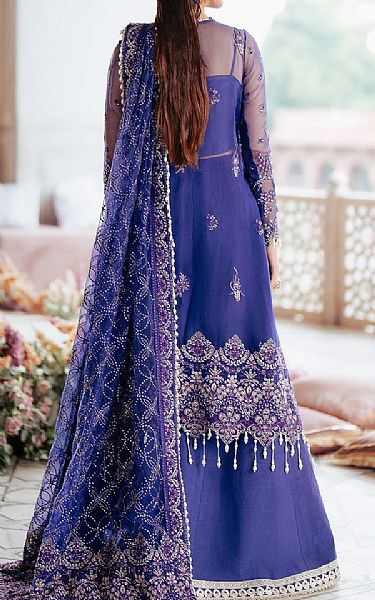 Saad Shaikh Blueberry Organza Suit | Pakistani Embroidered Chiffon Dresses USA- Image 2