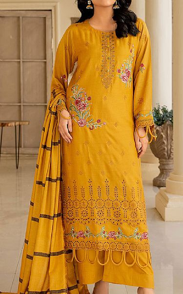 Safwa Mustard Viscose Suit | Pakistani Winter Dresses- Image 1