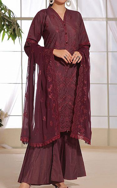 Safwa Wine Masuri Suit | Pakistani Winter Dresses- Image 1