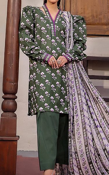 Safwa Green Lawn Suit | Pakistani Lawn Dress in USA- Image 1