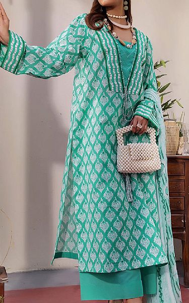 Safwa Sea Green Lawn Suit | Pakistani Lawn Dress in USA- Image 1