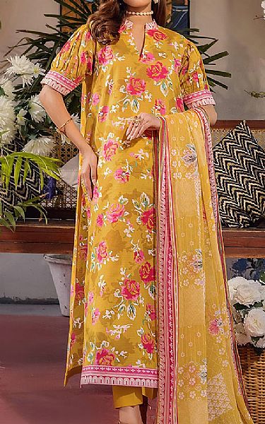 Safwa Mustard Lawn Suit | Pakistani Lawn Dress in USA- Image 1