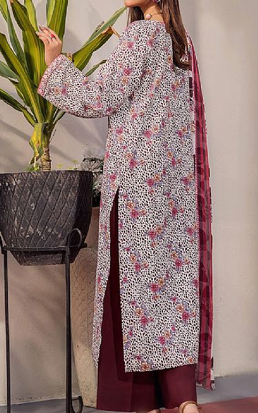 Safwa Off White/Wine Berry Lawn Suit | Pakistani Lawn Dress in USA- Image 2