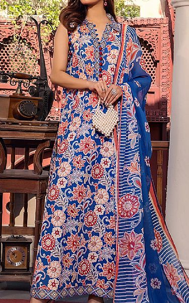 Safwa Blue Lawn Suit | Pakistani Lawn Dress in USA- Image 1