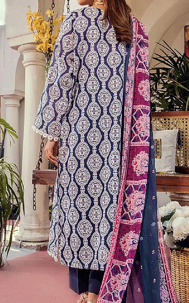 Safwa Navy Blue/Off Whtie Lawn Suit | Pakistani Lawn Dress in USA- Image 2