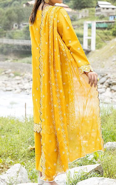 Safwa Golden Yellow Lawn Suit | Pakistani Lawn Suits- Image 2