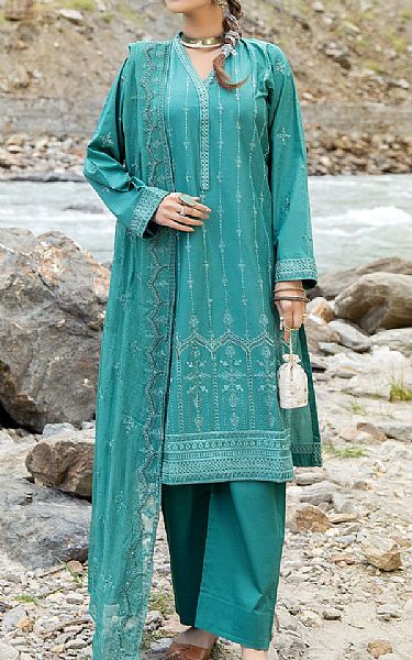 Safwa Teal Lawn Suit | Pakistani Lawn Suits- Image 1