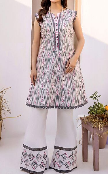 Safwa Light Pink/Grey Lawn Suit (2 pcs) | Pakistani Lawn Dress in USA- Image 1