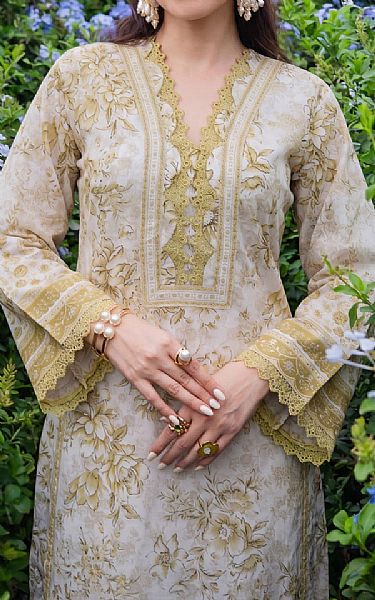 Safwa Off White Lawn Suit (2 pcs) | Pakistani Lawn Dress in USA- Image 2