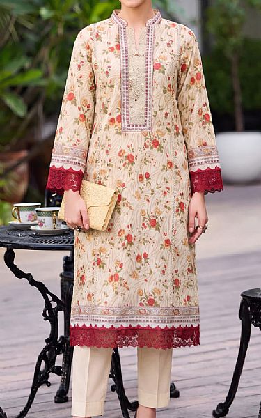 Safwa Ivory Lawn Suit (2 pcs) | Pakistani Lawn Dress in USA- Image 1