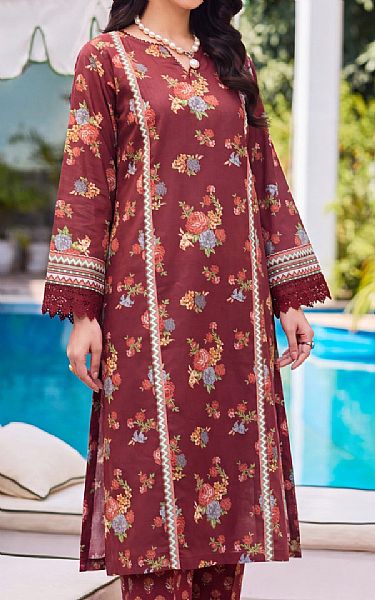 Safwa Wine Lawn Suit (2 pcs) | Pakistani Lawn Dress in USA- Image 2