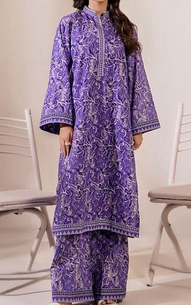 Safwa Purple Lawn Suit (2 pcs) | Pakistani Lawn Dress in USA- Image 1
