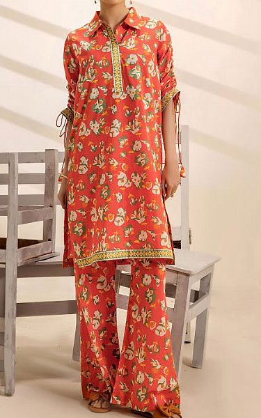Safwa Coral Lawn Suit (2 pcs) | Pakistani Lawn Dress in USA- Image 1