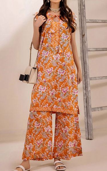 Safwa Orange Lawn Suit (2 pcs) | Pakistani Lawn Dress in USA- Image 1