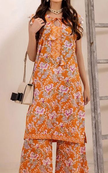 Safwa Orange Lawn Suit (2 pcs) | Pakistani Lawn Dress in USA- Image 2