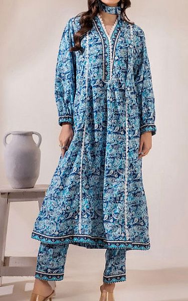 Safwa Turquoise/Blue Lawn Suit (2 pcs) | Pakistani Lawn Dress in USA- Image 1