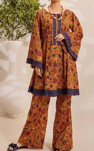 Safwa Borwn Lawn Suit (2 pcs) | Pakistani Lawn Dress in USA- Image 2
