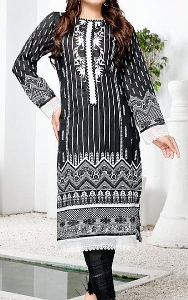 Safwa Black/Off White Lawn Kurti | Pakistani Lawn Dress in USA- Image 1